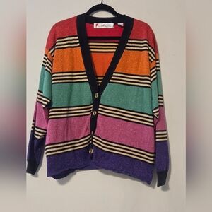 Chaus Vibrant Striped Cardigan